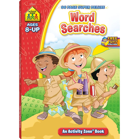 School Zone - Word Searches Workbook - 96 Pages, Ages 8+, 3rd Grade, Reading, Vocabulary, Geography, Map Reading, History, and More